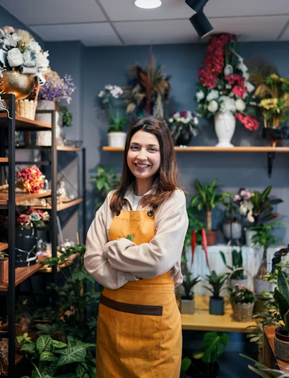 Fleuriste composant un bouquet